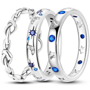 2023 אמיתי 925 כסף סטרלינג Stackable מסוקס לבבות הטבעת לנשים טבעת כסף נאה תכשיטי חתונה, אירוסין, מתנת יום הולדת התמונה