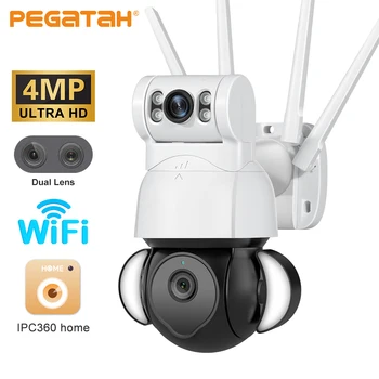 PEGATAH 4MP PTZ IP מצלמה כפולה-עדשה חכמה הארת האנושי לזהות צבע ראיית לילה חיצוני טלוויזיה במעגל סגור Wifi מעקב וידאו פקה התמונה