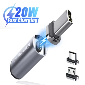20W סוג C Micro USB ממיר מגנטי מתאם USB כבל מגנט מחבר המטען העברת נתונים עבור סמסונג Xiaomi Huawei התמונה