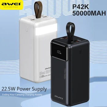 Awei P42K כוח הבנק 50000mAh נייד 22.5 W טעינה מהירה Poverbank טלפון נייד סוללה חיצונית Powerbank עבור Huawei Xiaomi התמונה