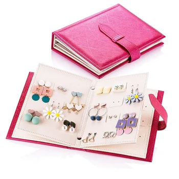 ארגונית תכשיטים, נייד העגיל בעל עור Pu נסיעות תכשיטים מארגן תיק מתקפל עם הספר עיצוב התמונה