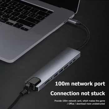 USB C רכזת 3.0 USB Type C מתאם תחנת עגינה עבור ה-MacBook Pro M1 מחשב נייד מחשב 4K HDMI רכזת משטרת מהר תשלום מפצל USB התמונה