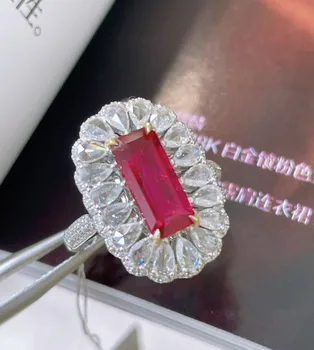 LR713 רובי טבעת תכשיטים יפים מוצק 18K זהב הטבע אדום רובי 2.19 ct יהלומים טבעות לנשים בסדר מתנות התמונה