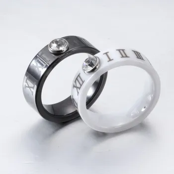 2023 בסדר תכשיטים קריסטל Swarovskis פשוט קרמיקה ספרות רומיות כמה הטבעת משובץ זירקון 2 צבעים שיתאימו לחתונה התמונה