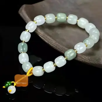 טבעי צמיד ג ' ייד קסמי אופנה תכשיטי נשים ריפוי צמיד סיני אמיתי Jades אבן חרוז אלסטי חרוזים צמידי קסם התמונה