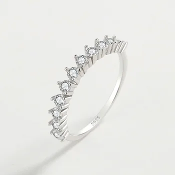 חדש S925 כסף סטרלינג הטבעת נקבה יפנית וקוריאנית פשוט משובצים ביהלומים גיאומטריות הטבעת נקבה הטבעת מסיבת יום הולדת מתנה התמונה