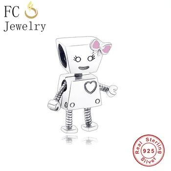 FC תכשיטים מתאימים המקורי מותג צמיד כסף סטרלינג 925 כוח אוהב את הלב ילדה רובוט בלה חרוז נשים להרוויח Berloque התמונה