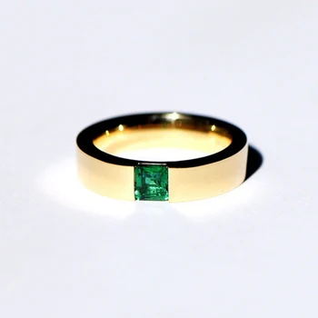 טבעי מדהים אבן החן ברקת טבעת צבע זהב משובץ ירוק מצופה נירוסטה טבעות לנשים כלה אירוסין תכשיטים התמונה