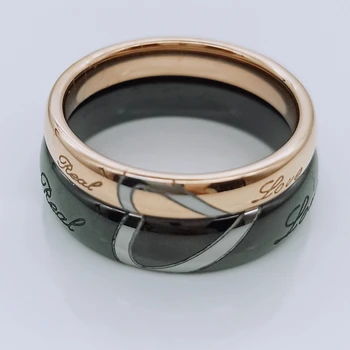 שחור, רוז זהב צבע טונגסטן טבעות נישואים עבור זוג גברים, נשים, אהבה אמיתית בלב נישואין תכשיטי אצבע מתנה ליום הנישואין התמונה