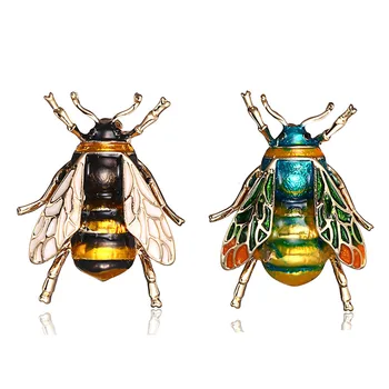 חמוד חיה דבורה נוי חיג ' אב סיכות דבורת דבש שחור אמייל צהוב חרקים סיכות סיכת לנשים מסיבת מתנות אביזרי תכשיטים התמונה