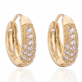 האופנה ריינסטון סיבוב גיאומטריות עגילים לנשים קריסטלים תכשיטים חם מכירת צבע זהב עגילים הסיטוניים התמונה