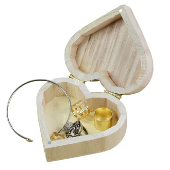 קופסא לאחסון קופסת תכשיטים מעץ אוהב את הלב צורה DIY בוץ בסיס עיצוב אמנות מתנת החתונה ילדים ילד תינוקות עץ אמנות צעצועים התמונה