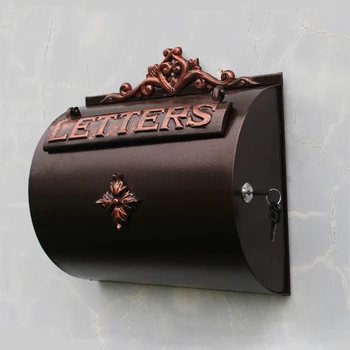 סגנון אירופאי גליל ברזל קיר רכוב הדואר גן עיצוב נחושת עתיק תיבת דואר חיצונית מגזין עיתון תיבת אחסון התמונה