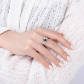 הכוכב האצבע טבעת אופנה מתכת פשוטה טבעת פתוחה מחומש צורה זירקון כחול גודל מתכוונן טבעת רומנטית תכשיטים מתנה התמונה