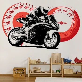 שחור אופנוע אדום ספידו קיר מדבקת השינה קישוט הבית Diy נוף ציור הקיר אמנות נוף Pvc מדבקות התמונה