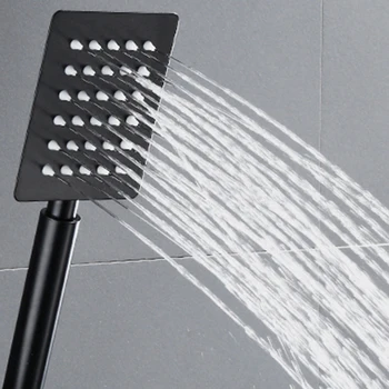 לחץ גבוה, ראש מקלחת מרובע שחור שירותים חיסכון במים חזק Showerhand לחיזוק ספריי אמבטיה נירוסטה Handshower התמונה