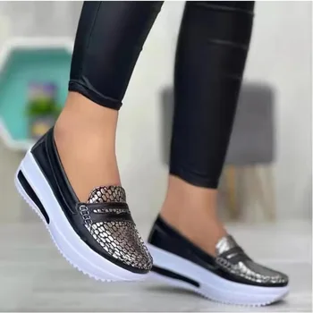 Zapatillas Mujer נעלי סתיו רשת פלטפורמה לנשימה שרוכים נעלי טניס Feminino מזדמנים ספורט נשים נעלי דירות 1501 התמונה