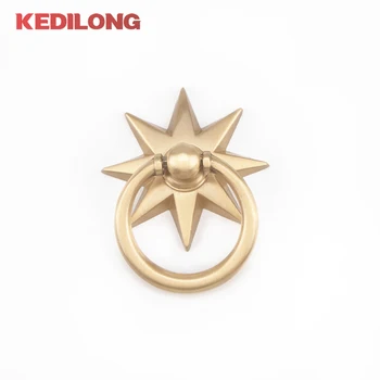 אניס כוכב צורה הקבינט ידיות טבעת פליז הממשלה שולף את הטבעת במגירה ידיות ארון זהב להתמודד עם התמונה