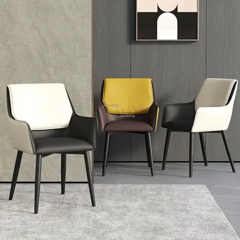 נורדי אור פשוט איטלקי יוקרה האוכל כיסא עור רך הכיסא מינימליסטי מודרני ריהוט חדר האוכל כסאות מטבח התמונה