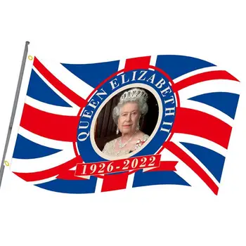 פלטינה יובל עיצוב הדגל המכונית עיטור הדגל של המלכה אליזבת השנייה 90*150cm/3*5ft חלון המכונית הדגל האבל על המלכה התמונה