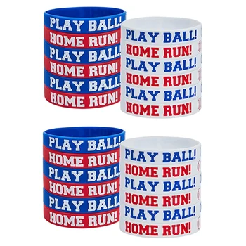 24Pcs בייסבול סיליקה ג ' ל צמיד בייסבול צמיד לשחק בייסבול לרוץ הביתה צמיד בייסבול מסיבת נושא התמונה