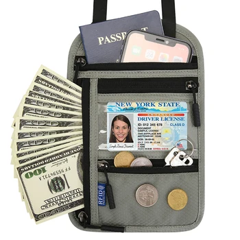 נוסע בעל דרכון מנהל תיק מותניים RFID מזהה כרטיס אשראי ארגונית כתף צוואר כיס חיצוני קמפינג התיק התמונה