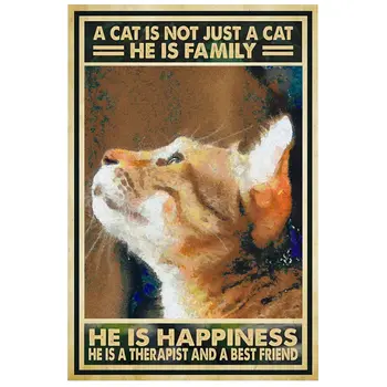 החתול סימן פח וינטג', טאבי חתול ג ' ינג ' ר פח מתכת פוסטר עבור אוהבי חתולים,רטרו מצחיק שלט שלטים עם כתום חתולים,משרד ביתי התמונה