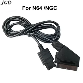JCD 1.8 מ ' AV בטלוויזיה RGB כבל Euro Scart Plug וידאו חוט אודיו סטריאו קו Nintend Gamecube NGC N64 קונסולת המשחק אביזרים התמונה