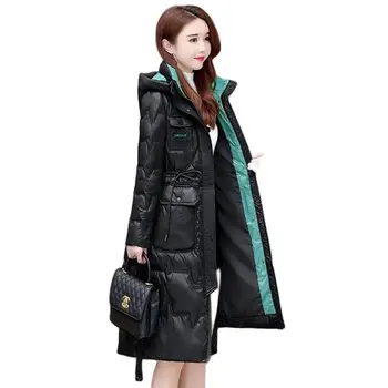 מזג נשים מעיל אמצע אורך סגנון מעטה השורה העליונה תפירה דק החורף ברווז לבן למטה קוריאני אופנה מעיל התמונה