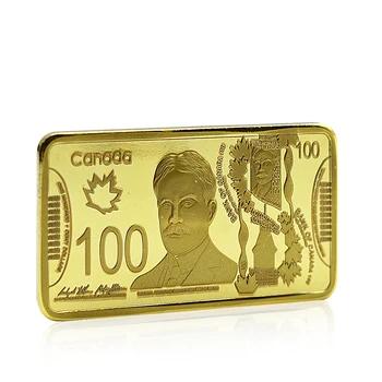 קנדה מטיל זהב 100 דולר רבועים מדליית מזכרת מטבע זהב מצופה האו 