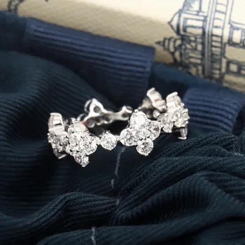 מותג היוקרה כסף סטרלינג 925 תכשיטי יוקרה פורח פרח טבעת גביש זירקון לנשים קסמי באיכות גבוהה Faux התמונה