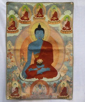 אספנות מסורתי בודהיזם טיבטי בנפאל Thangka של בודהה ציורים ,גודל גדול בודהיזם משי ברוקד ציור p002541 התמונה
