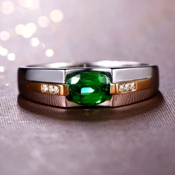 אופנה יוקרה קריסטל ירוק הטבעת נשים מצופה כסף טבעת כלה חתונה, מסיבת אירוסין תכשיטים, אביזרים ליום האם מתנה התמונה