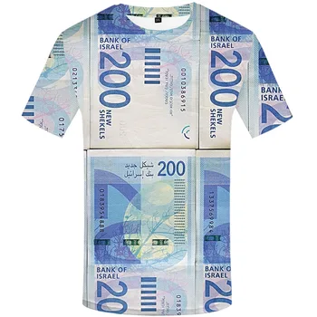 הקיץ היפ הופ גברים דגל ישראל מטבע 3D מודפסים חולצה מזדמן אישיות מגמת רטרו קלאסי O-צוואר רופף שרוול קצר למעלה התמונה