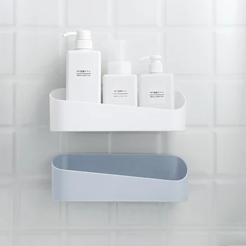 קיר רכוב סוג מקלחת מדף האמבטיה מדף מדפים כוס יניקה אחסון קיר מתלה תלייה על קיר האמבטיה מדף ארגונית התמונה