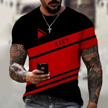 2023 חדש לגברים פשוטה אופנה מוצק צבע שחבור Y2k חולצה מגמה סטריט היפ-הופ הדפסת 3D גדול טי-שירט התמונה