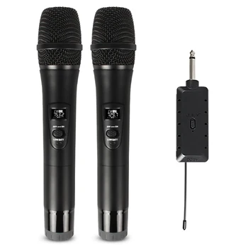 E7 E8 מיקרופון אלחוטי 2 ערוצים UHF מקצועי כף יד מיקרופון Micphone מיקרו טלפון קריוקי פגישה 50 מ ' לשיר שיר KTV התמונה