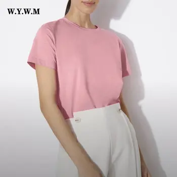 WYWM בסיסי כותנה עם שרוולים קצרים Tshirts נשים קיץ מוצק חולצות בנות חופשי מזדמן התחתונה טי להאריך ימים יותר מגניב רך נשי מקסימום התמונה
