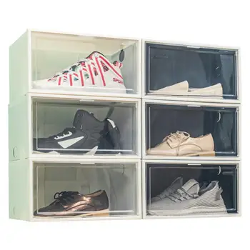 גבוה-למעלה קופסת נעליים שקופה קופסת הנעליים קופסא לאחסון Dustproof שקוף נעלי כדורסל שולחני בגדים נעליים להציג קולב התמונה