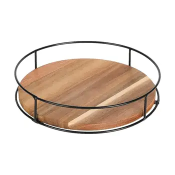 פלדה Susans הפטיפון מטבח צד פסולת מיון מדף 360 תואר הסיבוב עץ מלא את המגש על שולחן שולחן ארון אחסון התמונה