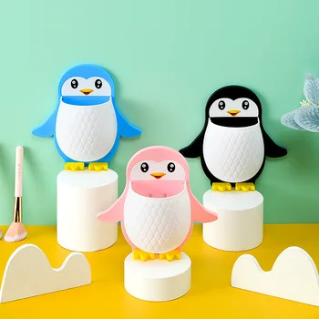 פינגווין קיר מדפים תלייה על קיר Traceless נקוב-בחינם מברשת שיניים משחת שיניים, קוסמטיקה משולבת אחסון מדף התמונה