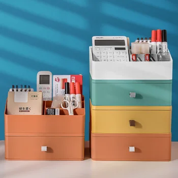 Stackable Dustproof קופסא לאחסון במגירת שולחן העבודה תיבת אחסון גדול קיבולת נייר מכתבים ושונות ארגונית לבית הספר Office Home התמונה