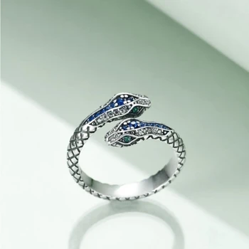 N80E אופנה פתח טבעות וינטג ' נחש טבעת סגסוגת ערמות של טבעות מתכוונן חיה טבעת אצבע פאנק תכשיטי גברים נשים התמונה